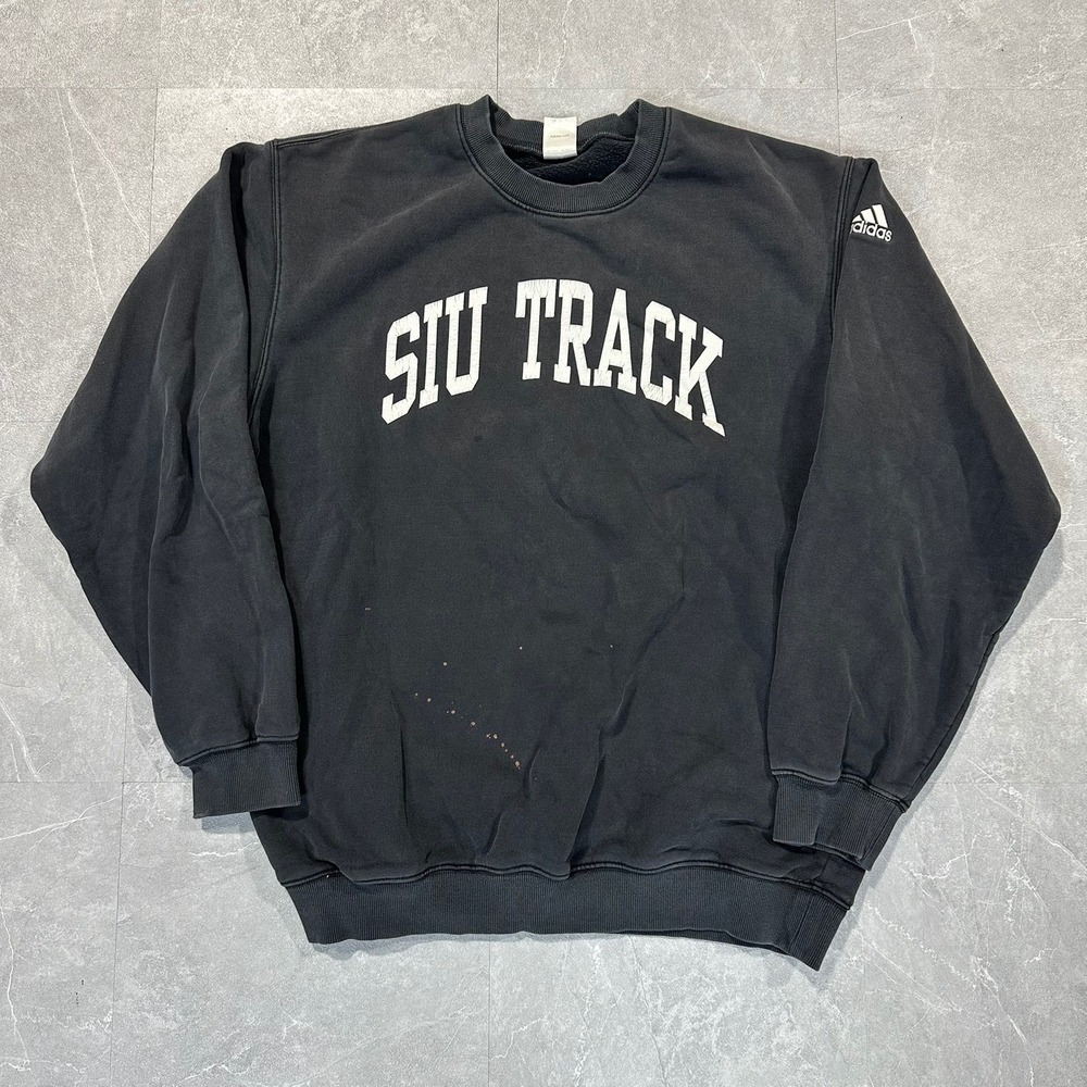 Adidas SIU Track Sweatshirt Mens Large Black Southern Illinois University Crew
